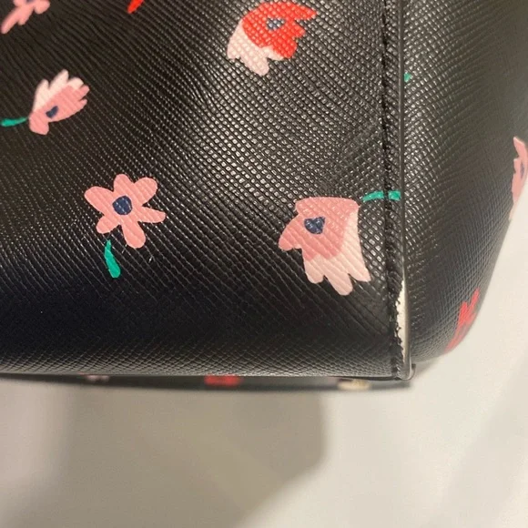 Kate Spade New York Staci Ditsy Buds Saffiano Leather Laptop Tote Floral / Black - Picture 12 of 13